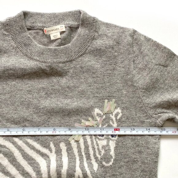 J.Crew Crewcuts Girls Wool Blend Sweater 14 (fits like 12) Zebra Graphic Gray - Picture 9 of 11